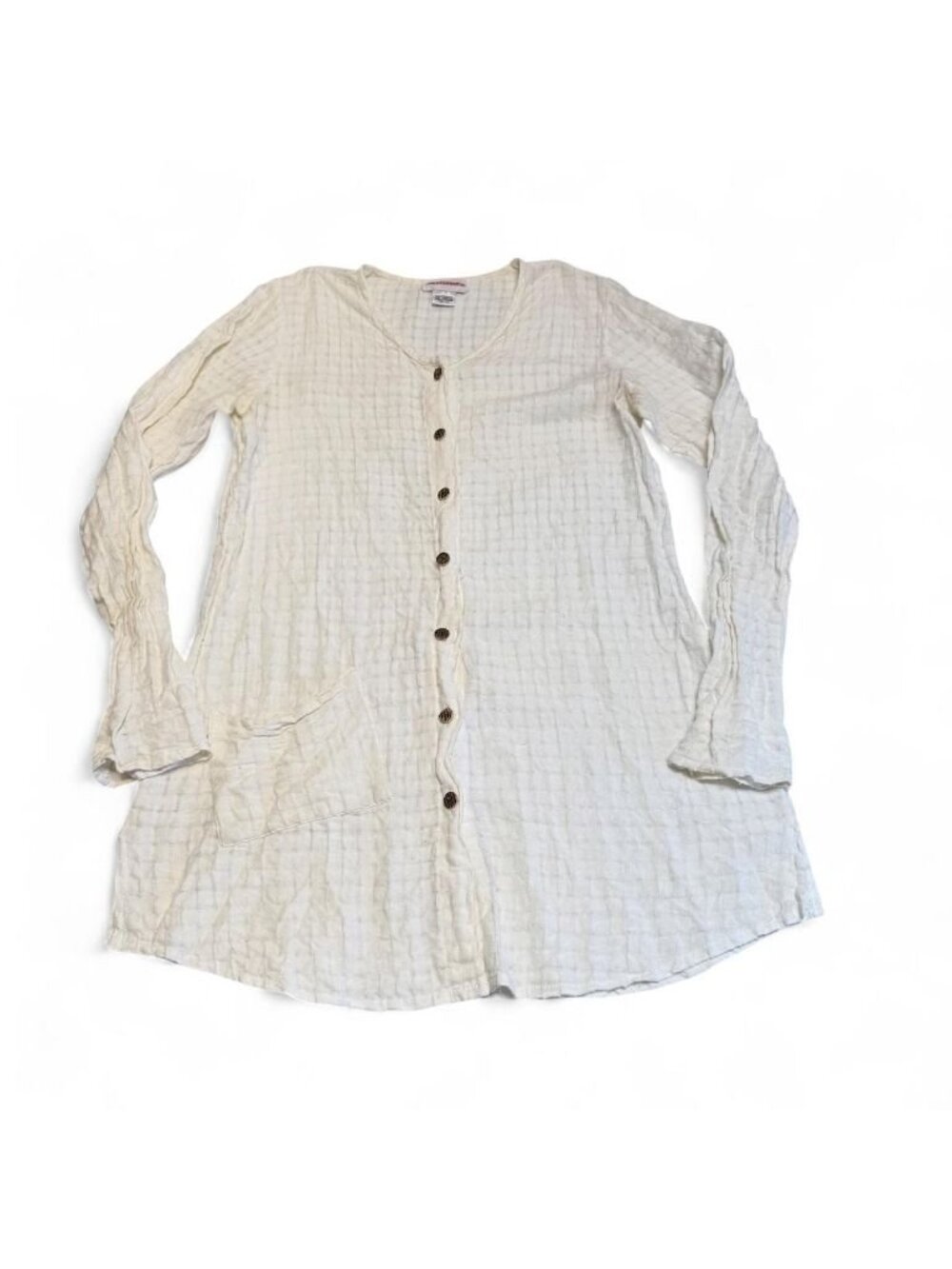Vintage 90's Solitaire 100% Linen Tunic Blouse Top Women's Medium Lagenlook